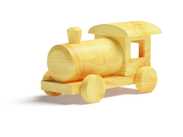 Dřevěná Hračka Vlak Bílém Pozadí Hračka Vyrobena Čistého Dřeva Obraz — Stock fotografie