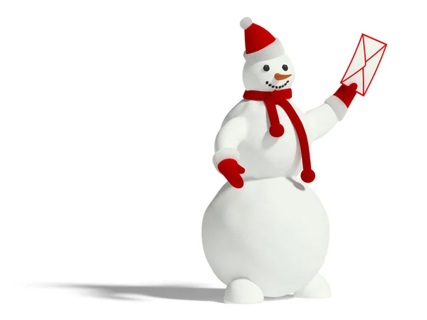 Boneco de neve com envelope — Fotografia de Stock