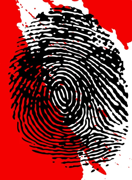 Black Fingerprint and blood splatter — Stock Photo, Image