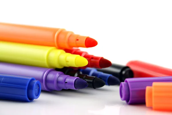 Felt Pens and lids close up — Stock Photo, Image