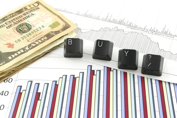 Business Charts with BUY? — Stock Photo, Image