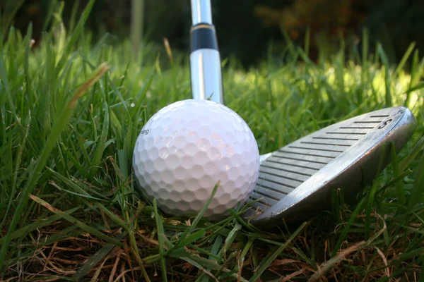 Iron Hit Golf Ball Rough Low Angle Shot — Stock Photo, Image