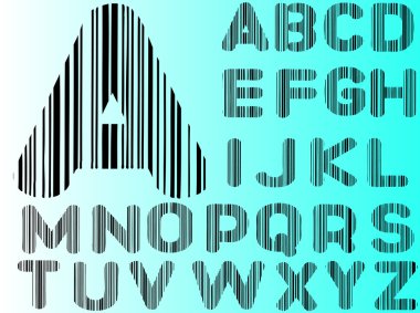 Barcode Alphabet Ato Z (Hand drawn Letters - Seperately grouped and transparent so they can be overlaid onto other graphics) clipart