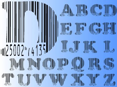 Barcode Alphabet Ato Z (Highly detailed Letters Seperately grouped and transparent so they can be overlaid onto other graphics) clipart