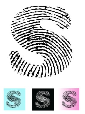 Fingerprint Alphabet Letter S (Highly detailed Letter - transparent so can be overlaid onto other graphics) clipart