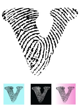 Fingerprint Alphabet Letter V clipart