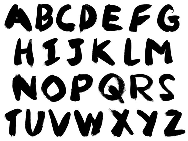 Vet Borstel Hand Beschilderde Lettertype Zeer Uitvoerige Afzonderlijk Gegroepeerde Vector — Stockvector