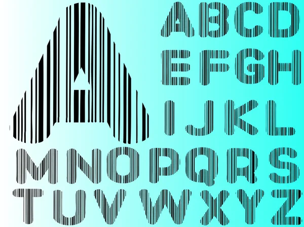 Alfabeto Codici Barre Ato Lettere Disegnate Mano Separatamente Raggruppate Trasparenti — Vettoriale Stock