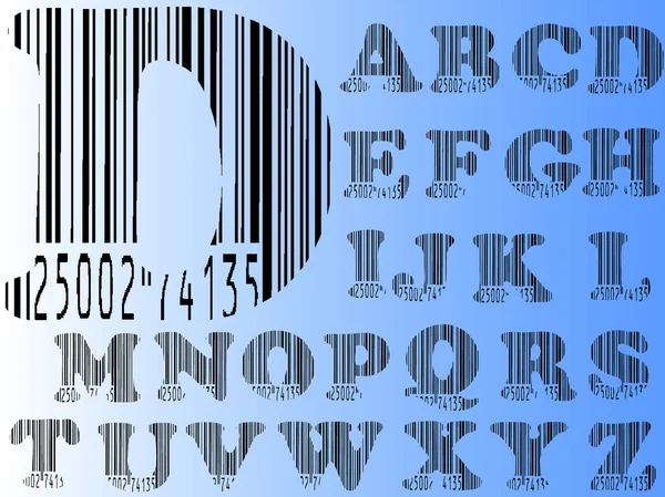 Barcode Alphabet Ato Sehr Detaillierte Buchstaben Getrennt Gruppiert Und Transparent — Stockvektor