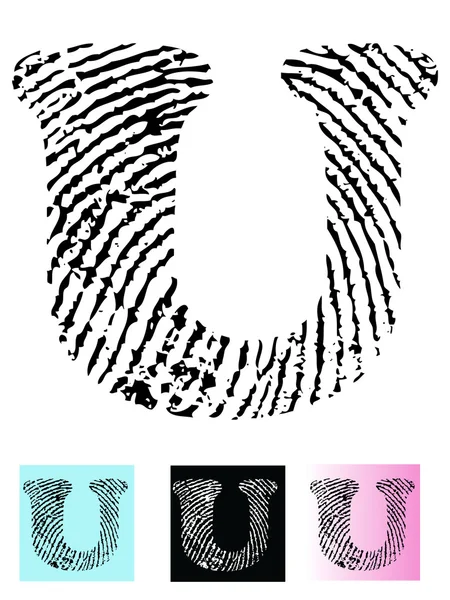 Fingerprint Alphabet Letter U — Stock Vector