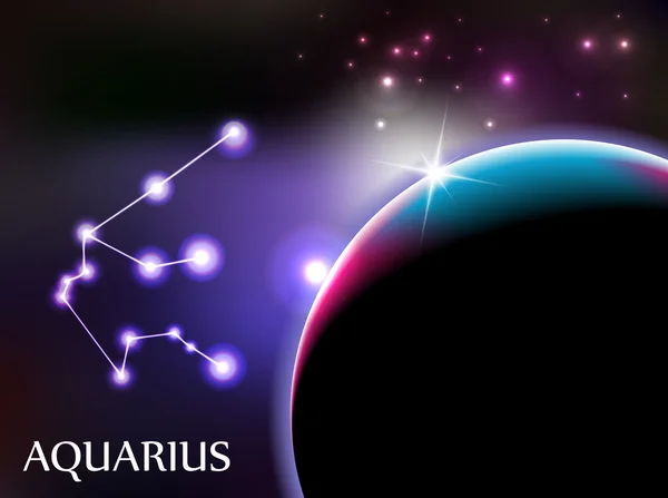 Aquarius Space Scene Astrological Sign Copy Space — Stock Vector