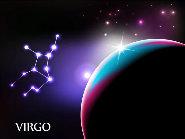 Virgo Weltraumszene Mit Astrologischem Zeichen Und Kopierraum — Stockvektor