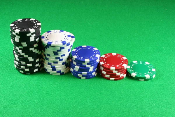 Pilas Fichas Poker Fondo Aislado —  Fotos de Stock