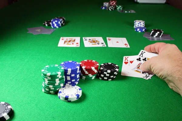 The winning hand - Showing quad kings — Stock Photo, Image