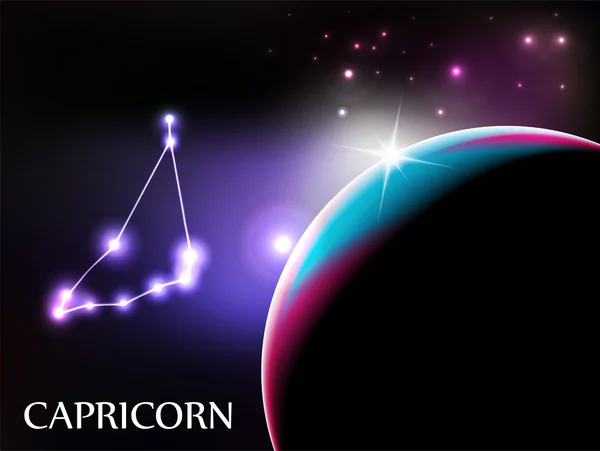 Capricorne Scène Spatiale Avec Signe Astrologique Espace Copie — Image vectorielle