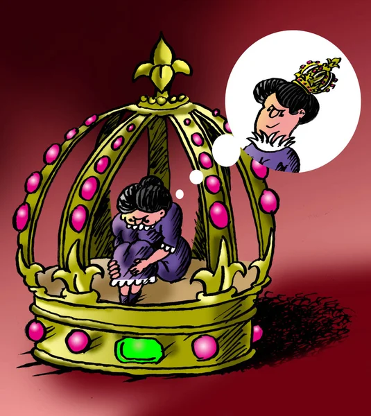 La femme dans une cage - une couronne — Photo