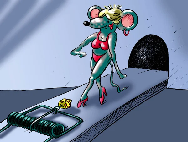 Model na podium-pułapka na myszy — Zdjęcie stockowe