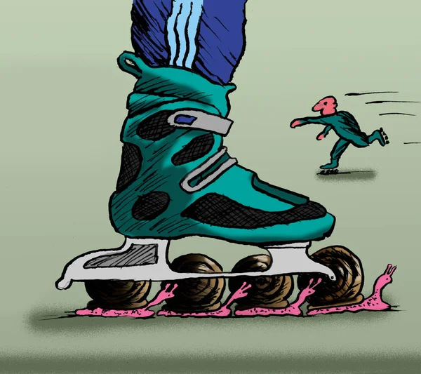 非常に遅いローラー スケート — ストック写真
