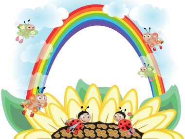 Flower and rainbow clipart