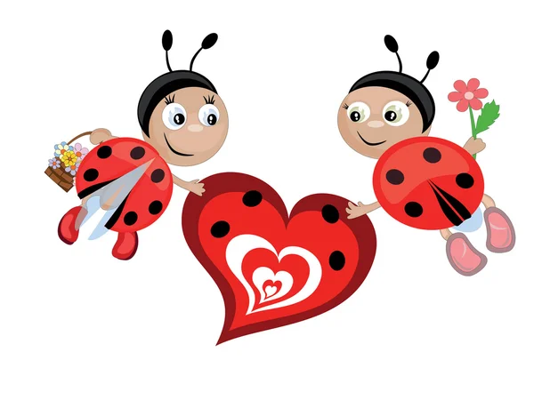 Insects with heart — Stock Vector