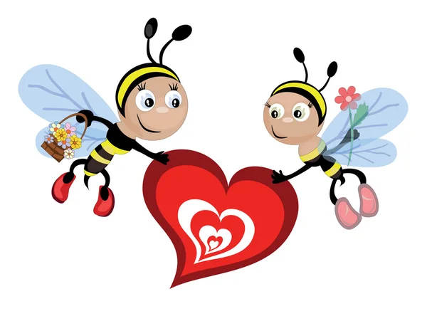 Εντόμων Μέλισσες Καρδιά — Διανυσματικό Αρχείο