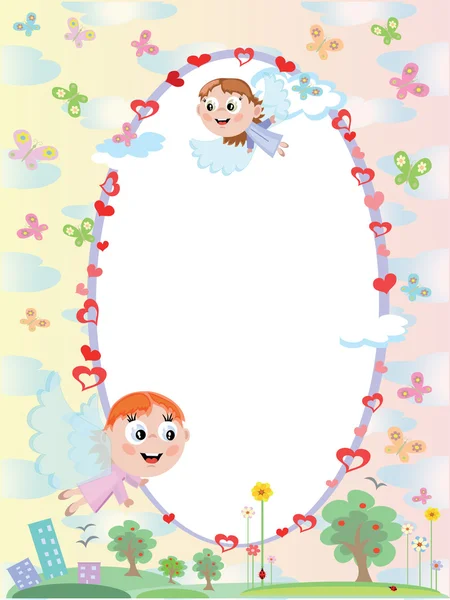 Frame with angels — Stock Vector