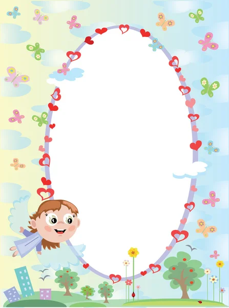 Frame with angel — Stock Vector