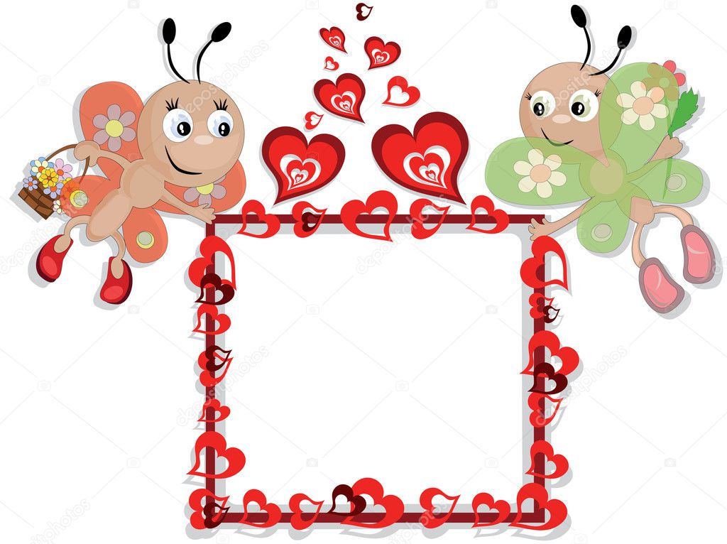 Frame with insects and hearts