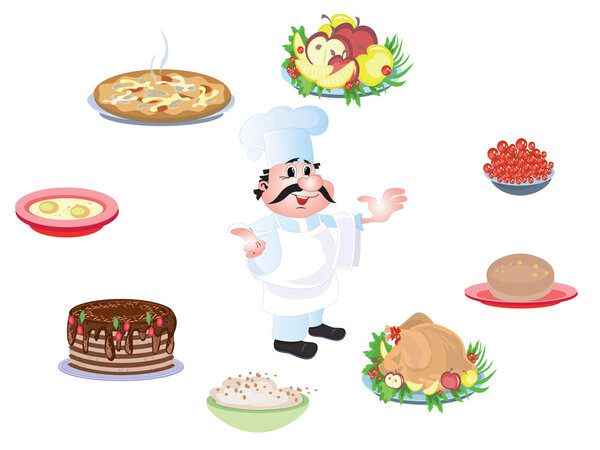Cook proffesional and food icons
