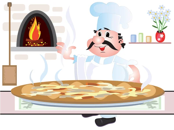 Μαγειρεύουν Πίτσα — Διανυσματικό Αρχείο