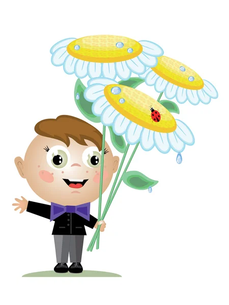 Chłopiec z kwiatami — Wektor stockowy