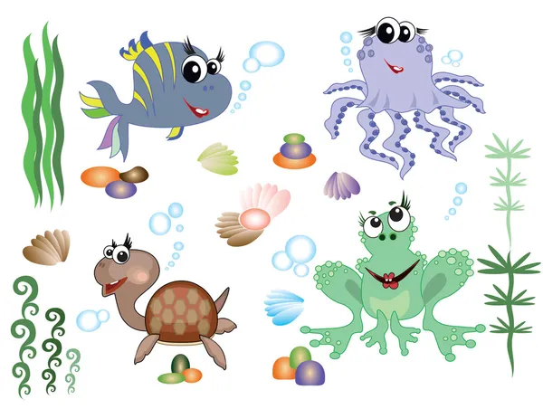 Set Icons Sea Animals — Stock Photo, Image