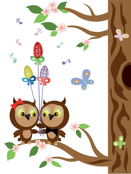 Two owls — Stock Vector