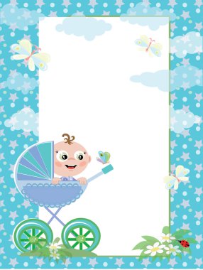 Frame with baby boy clipart