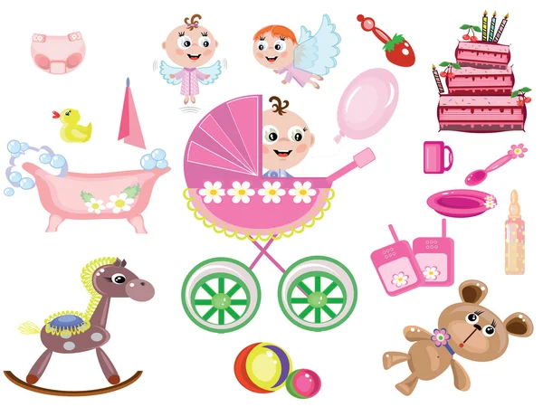 Baby girl icons — Stock Photo, Image