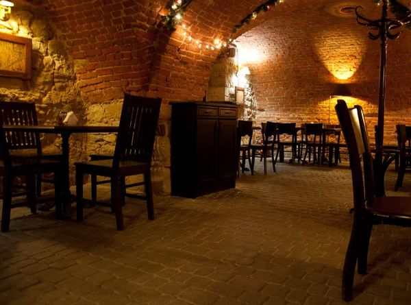 Cozy Café Brick Arches Warm Lighting — Zdjęcie stockowe