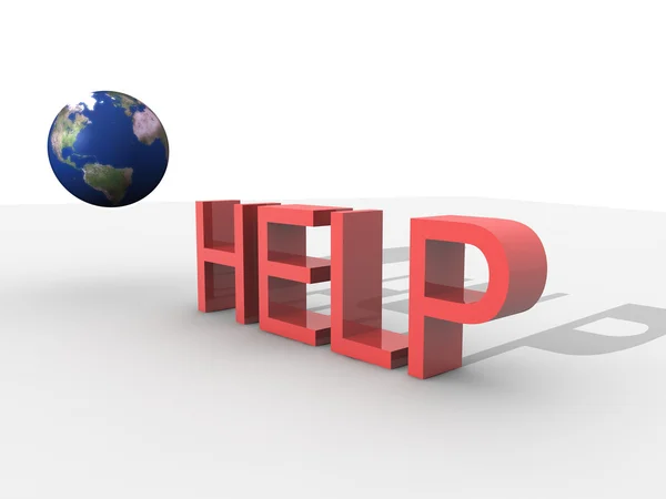 Help-tekst en globe — Stockfoto