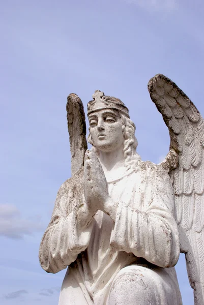 Rzeźba biały anioł modli się — Zdjęcie stockowe