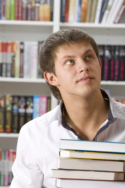 Student Sitting Books Library — Stock Photo, Image