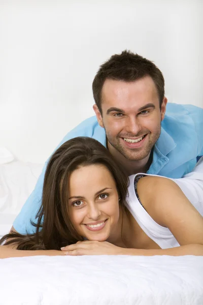 Smiling happy young couple Stock Photo