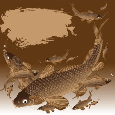 Carp in the lake clipart