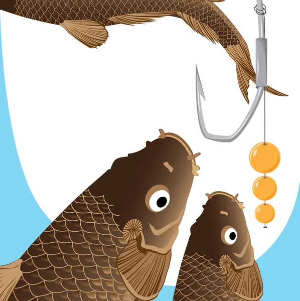 Carp and hook — Stock Vector