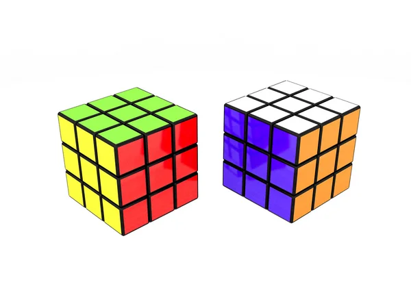 Cube-renderowanie komputera Rubik — Zdjęcie stockowe