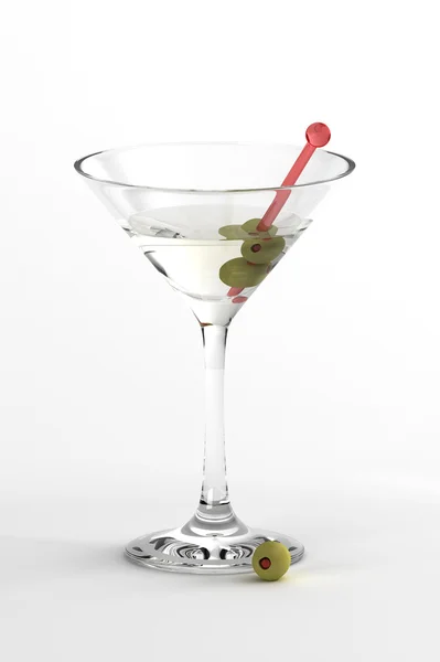 stock image Olives in a martini, 3d rendering on white background