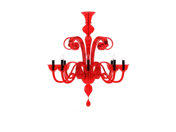 stock image Computer visualization of red glass chandeliers on white background