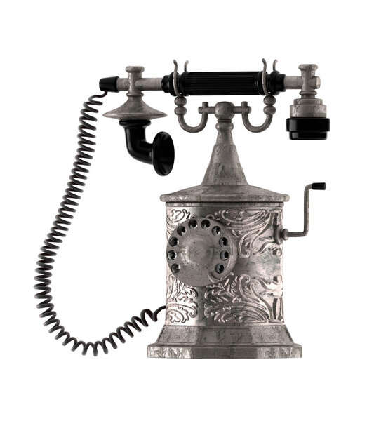 Компьютерная визуализация старый телефон изолирован на белом фоне
