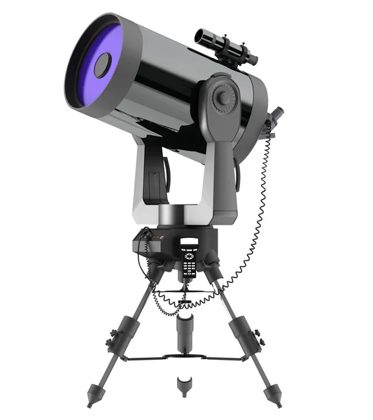 Telescopio Reflector Imagen Por Ordenador Aislado Sobre Fondo Blanco — Foto de Stock