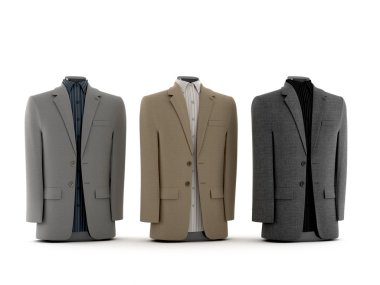 Computer visualization of men's suits, isolated on a white background clipart