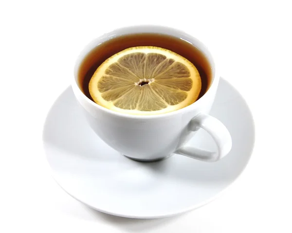 Чай Лимоном Белой Чашке — стоковое фото