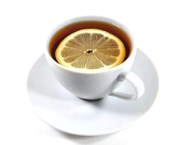 stock image Tea with lemon in the white cup